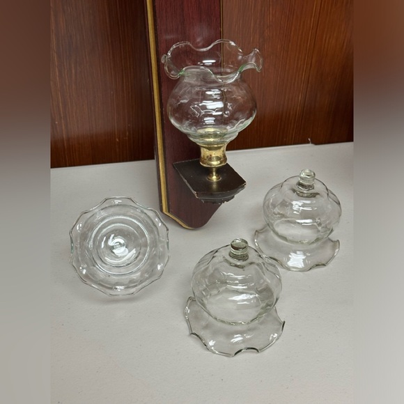 Vintage Home Interiors Fluted style Clear Glass Pegs Cups for candleholders - Picture 1 of 11